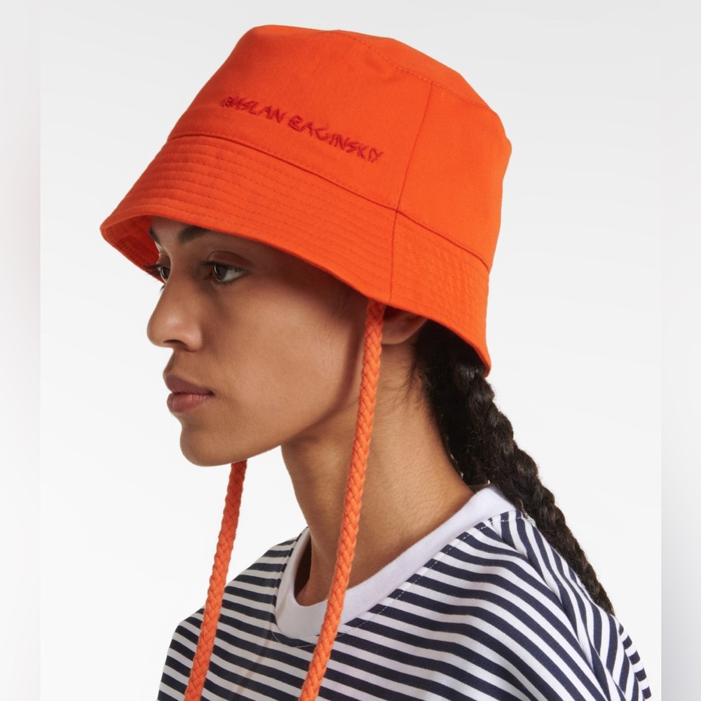 RUSLAN BAGINSKIY Embroidered Orange Cotton Bucket Hat Size Large New without tag